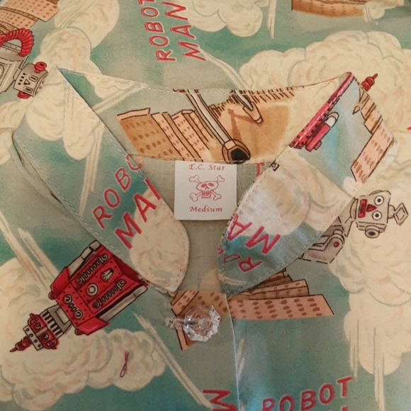 Vintage EC Star Robot Man Cotton Short Sleeve Sml - Picture 11 of 11